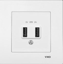 Viko Karre/Meridian Beyaz Usb 5V-2A (Çerçeve Hariç) 90967101 - Viko