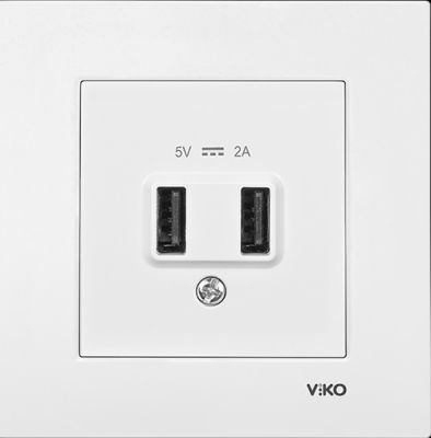 Viko Karre/Meridian Beyaz Usb 5V-2A (Çerçeve Hariç) 90967101 - 1