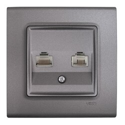 Viko Linnera Life Granit Grisi Data Nümeris Telefon Prizi RJ45 CAT5E - RJ11 (Çerçeve Hariç) 90442035 - Viko