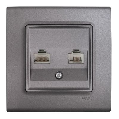 Viko Linnera Life Granit Grisi Data Nümeris Telefon Prizi RJ45 CAT5E - RJ11 (Çerçeve Hariç) 90442035 - 1