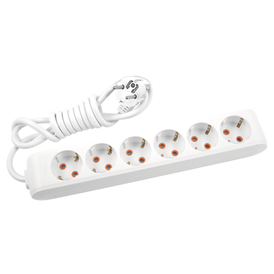 Viko Multi-Let Altılı Grup Priz Topraklı 2 Metre Beyaz (Çocuk Korumalı) 90113602 - 1