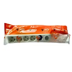 Viko Multi-Let Beşli Grup Priz Anahtarlı Topraklı 3 Metre Beyaz (Çocuk Korumalı) 90117503 - Viko (1)