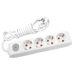 Viko Multi-Let Dörtlü Grup Priz Anahtarlı Topraklı 2 Metre Beyaz (Çocuk Korumalı) 90117402 - 1