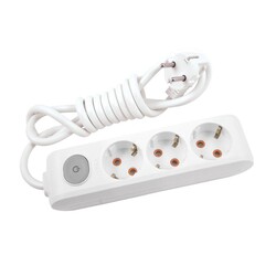 Viko Multi-Let Üçlü Grup Priz Topraklı Anahtarlı 1 Metre Beyaz (Çocuk Korumalı) 90117301 - Viko