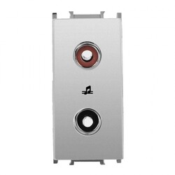 Viko Panasonic Thea Modüler Metalik Beyaz 1M Müzik Yayın Prizi Mekanizma + Düğme/Kapak - Thea/Panasonic