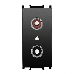 Viko Panasonic Thea Modüler Siyah 1M Müzik Yayın Prizi Mekanizma + Düğme/Kapak - Thea/Panasonic