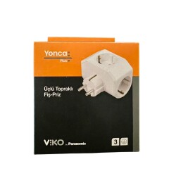 Viko Yonca Plus Beyaz Üçlü Topraklı Priz - 90303003 - Viko (1)