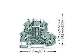 Wago 2-katlı 4 (2,5) mm2 Ray Klemens Gri L/L - Wago (1)