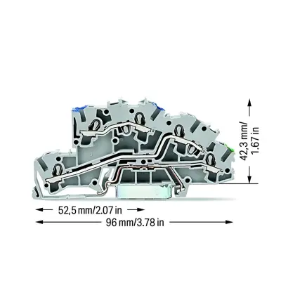 Wago 3-katlı 4 (2,5) mm2 Ray Klemens Gri N/L/PE,Gri - 2
